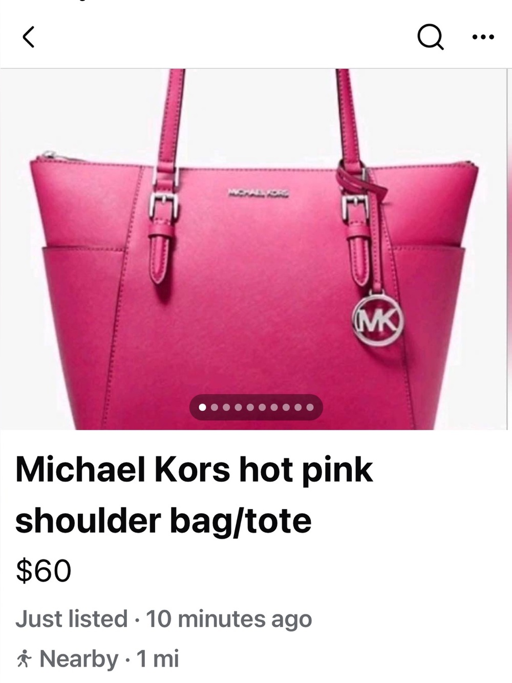Michael Kors Pink Leather Tote with MK Charm